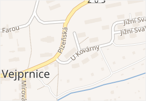 U Kovárny v obci Vejprnice - mapa ulice