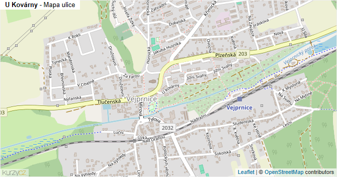U Kovárny - mapa ulice