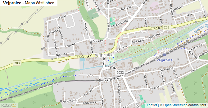 Vejprnice - mapa části obce
