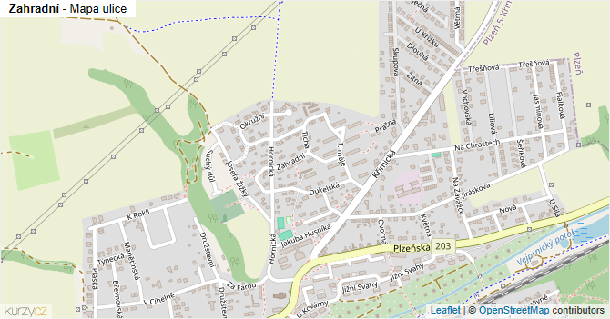 Zahradní - mapa ulice