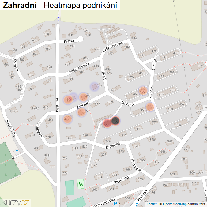 Mapa Zahradní - Firmy v ulici.