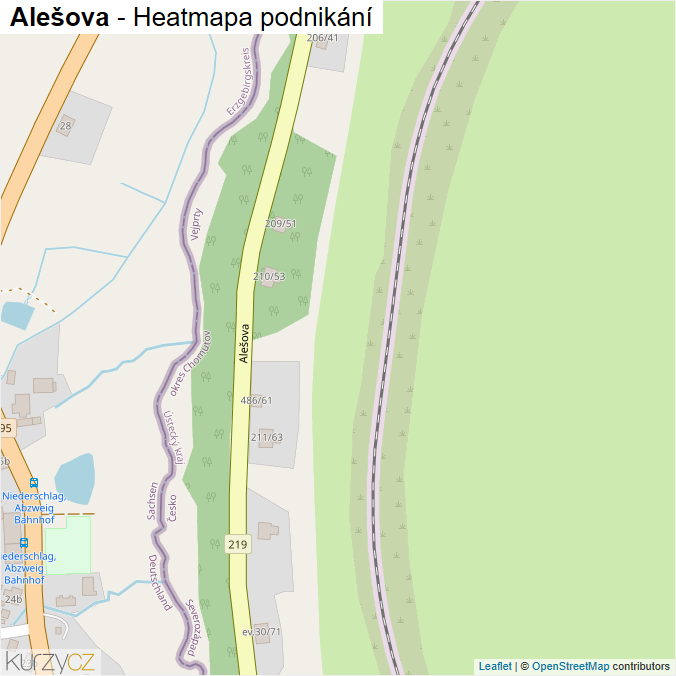 Mapa Alešova - Firmy v ulici.