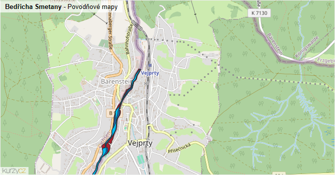 Bedřicha Smetany - záplavové mapy stoleté vody