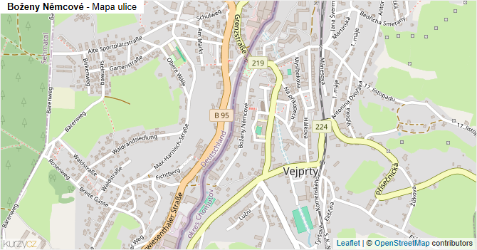 Boženy Němcové - mapa ulice