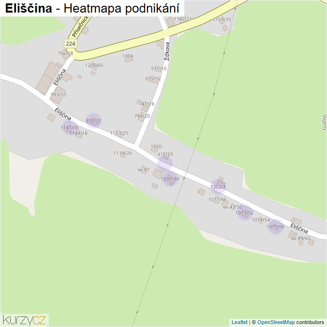 Mapa Eliščina - Firmy v ulici.