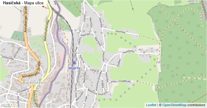 Hasičská - mapa ulice
