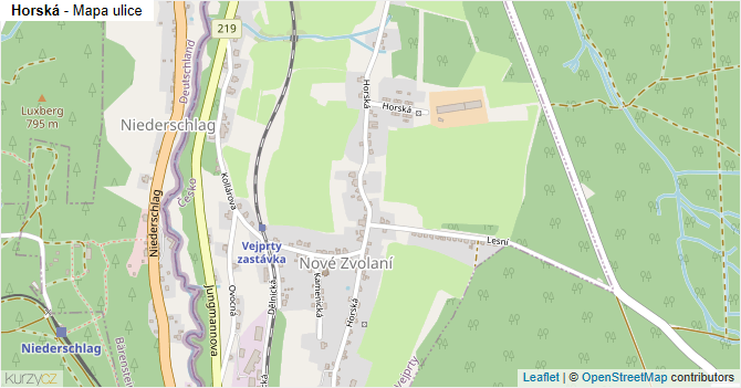 Horská - mapa ulice