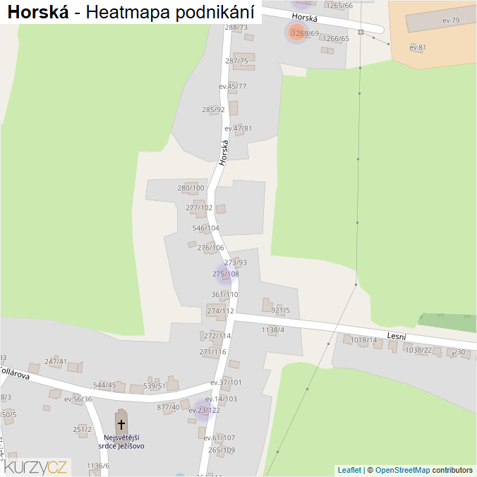 Mapa Horská - Firmy v ulici.