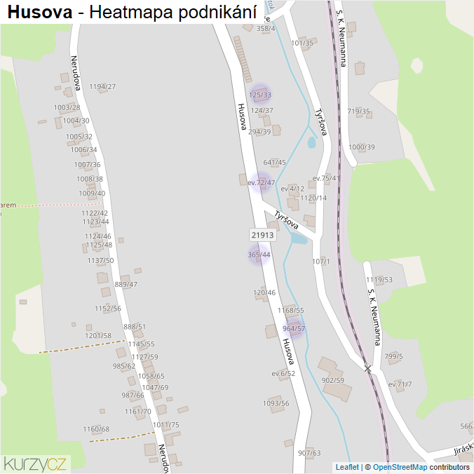 Mapa Husova - Firmy v ulici.