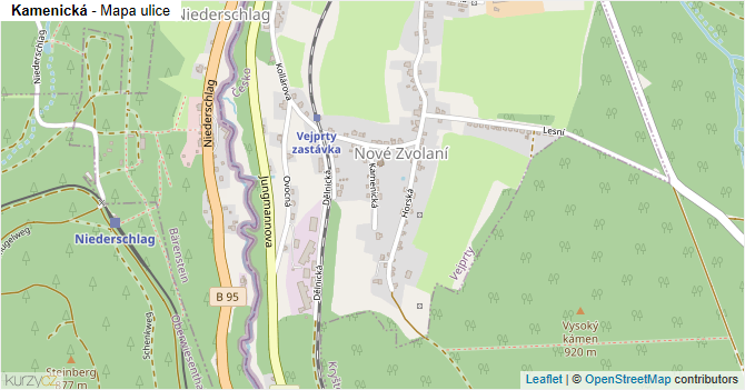 Kamenická - mapa ulice