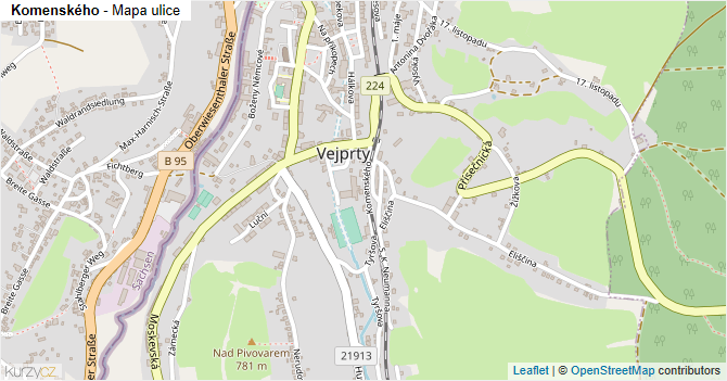 Komenského - mapa ulice