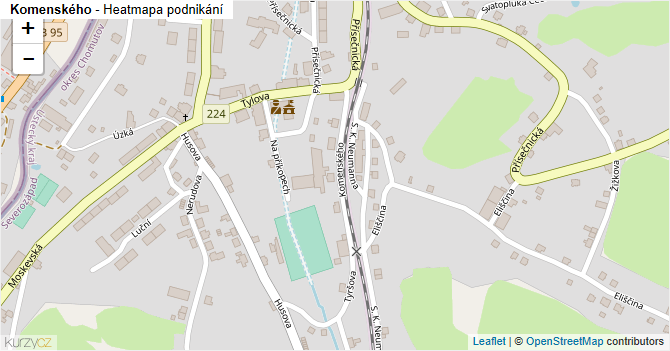 Komenského - mapa podnikání