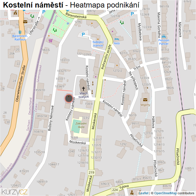 Mapa Kostelní náměstí - Firmy v ulici.