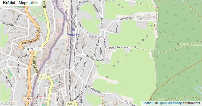 Krátká - mapa ulice
