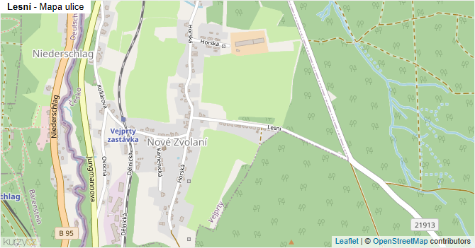 Lesní - mapa ulice