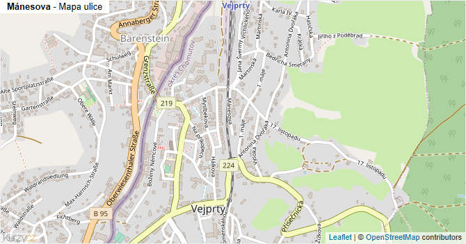 Mánesova - mapa ulice