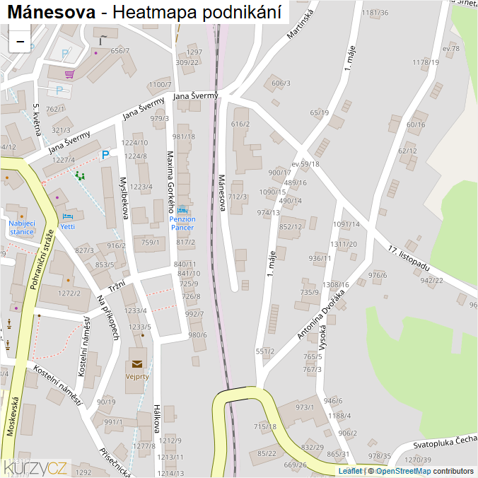 Mapa Mánesova - Firmy v ulici.