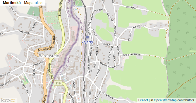 Martinská - mapa ulice