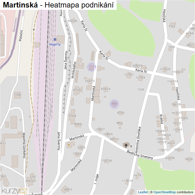 Mapa Martinská - Firmy v ulici.