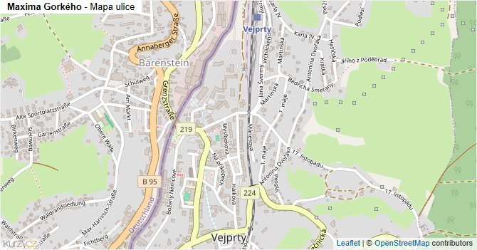 Maxima Gorkého - mapa ulice