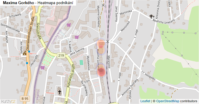 Maxima Gorkého - mapa podnikání