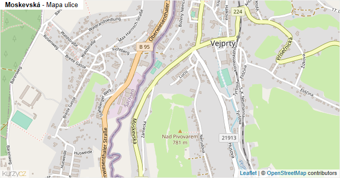 Moskevská - mapa ulice