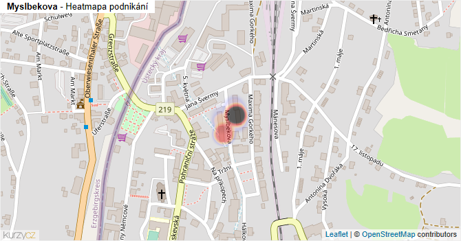 Myslbekova - mapa podnikání