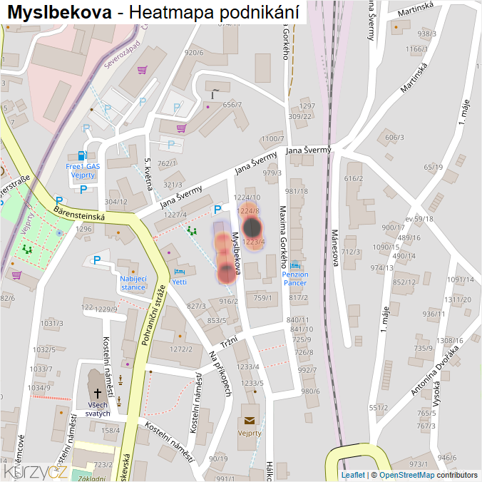 Mapa Myslbekova - Firmy v ulici.