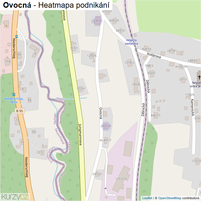 Mapa Ovocná - Firmy v ulici.