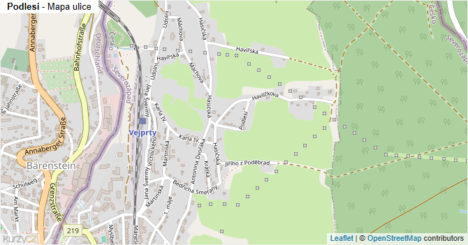 Podlesí - mapa ulice