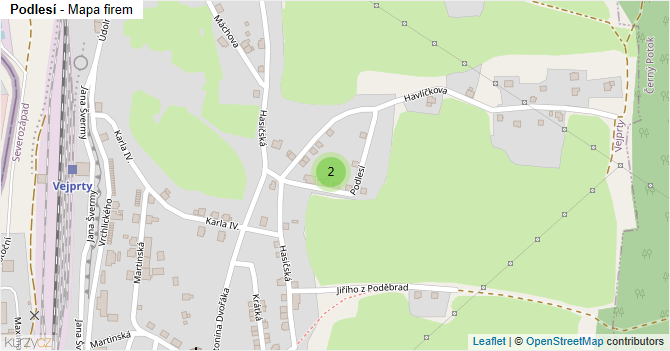 Podlesí - mapa firem
