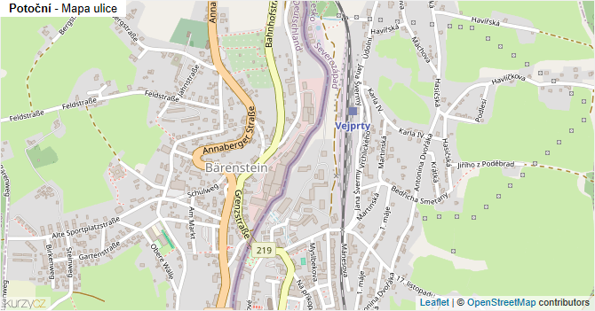 Potoční - mapa ulice
