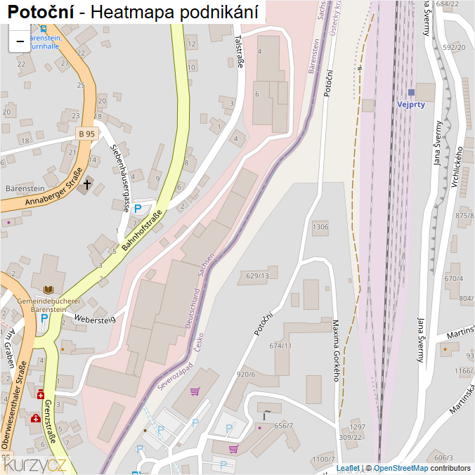 Mapa Potoční - Firmy v ulici.