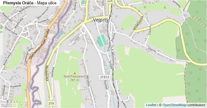 Přemysla Oráče - mapa ulice