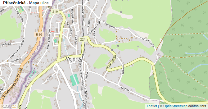 Přísečnická - mapa ulice