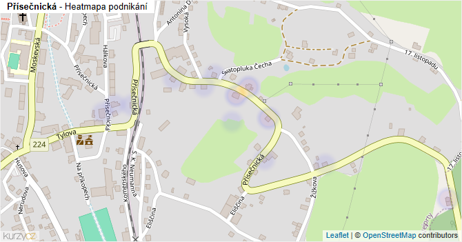 Přísečnická - mapa podnikání