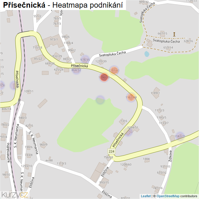 Mapa Přísečnická - Firmy v ulici.