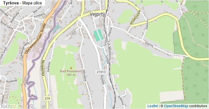 Tyršova - mapa ulice
