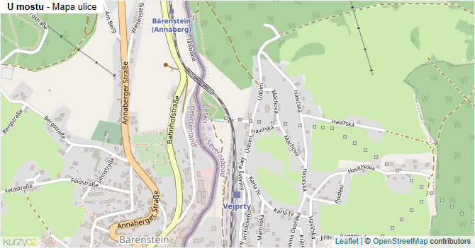U mostu - mapa ulice