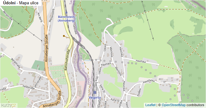 Údolní - mapa ulice