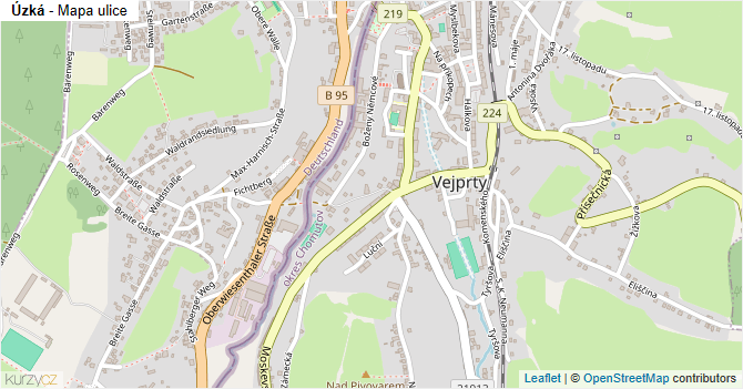 Úzká - mapa ulice