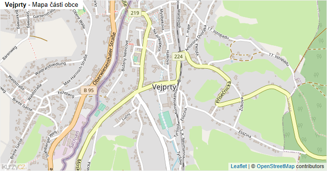Vejprty - mapa části obce