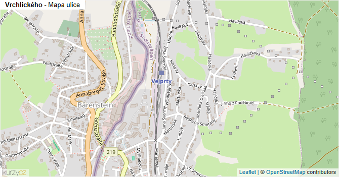 Vrchlického - mapa ulice
