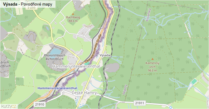 Výsada - záplavové mapy stoleté vody