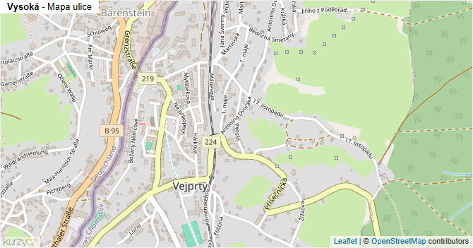 Vysoká - mapa ulice