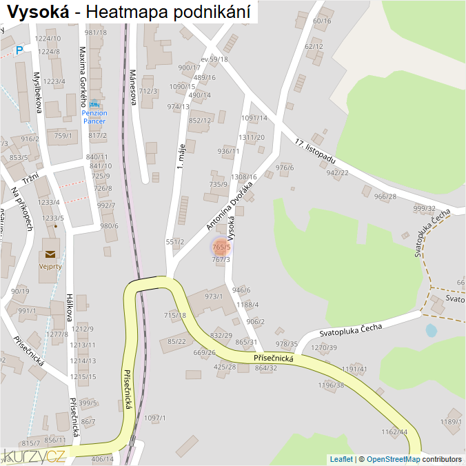 Mapa Vysoká - Firmy v ulici.