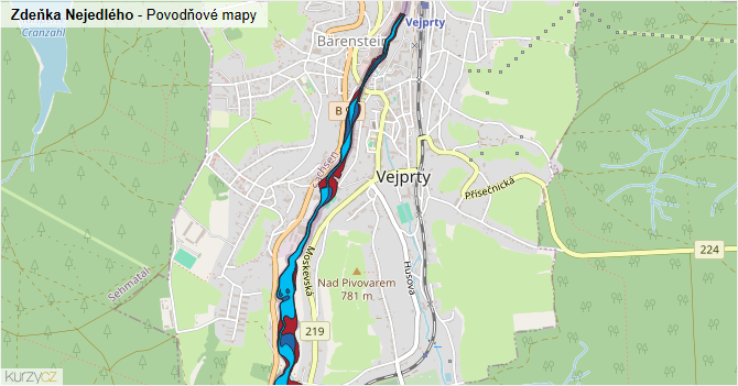 Zdeňka Nejedlého - záplavové mapy stoleté vody