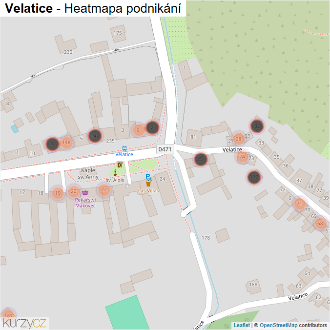 Mapa Velatice - Firmy v obci.