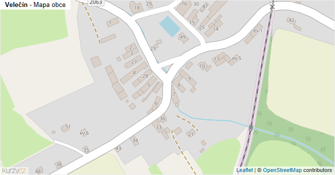 Velečín - mapa obce