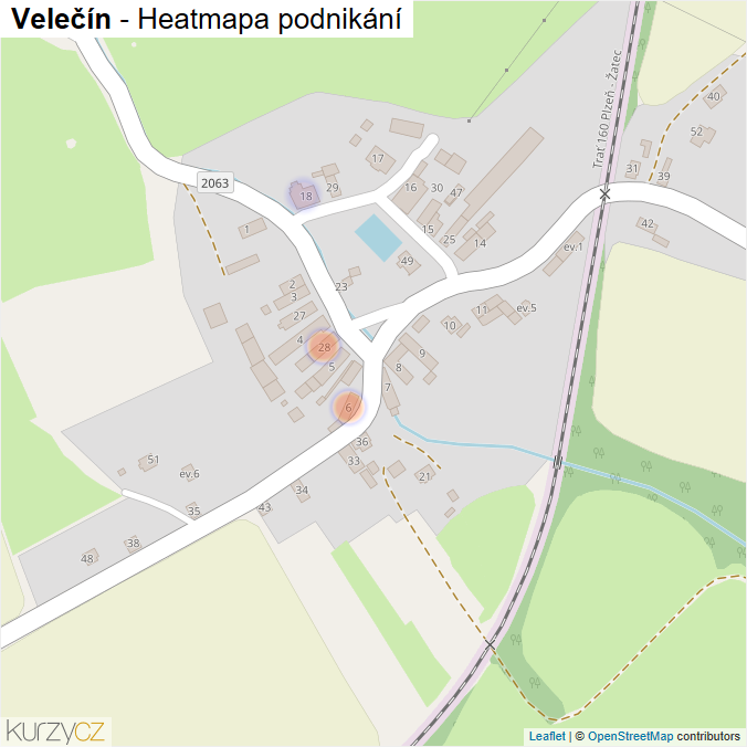 Mapa Velečín - Firmy v části obce.